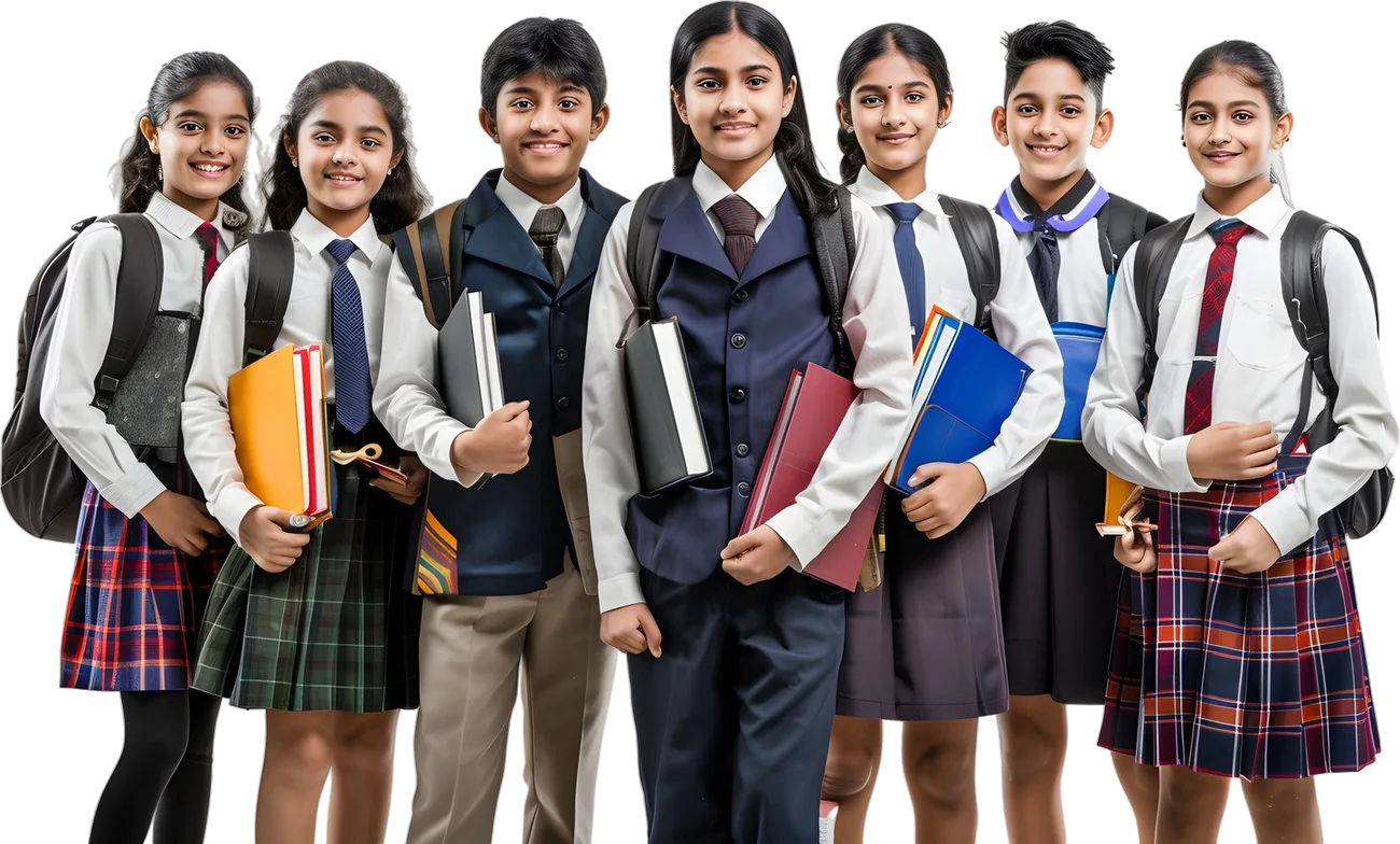 School students with their books